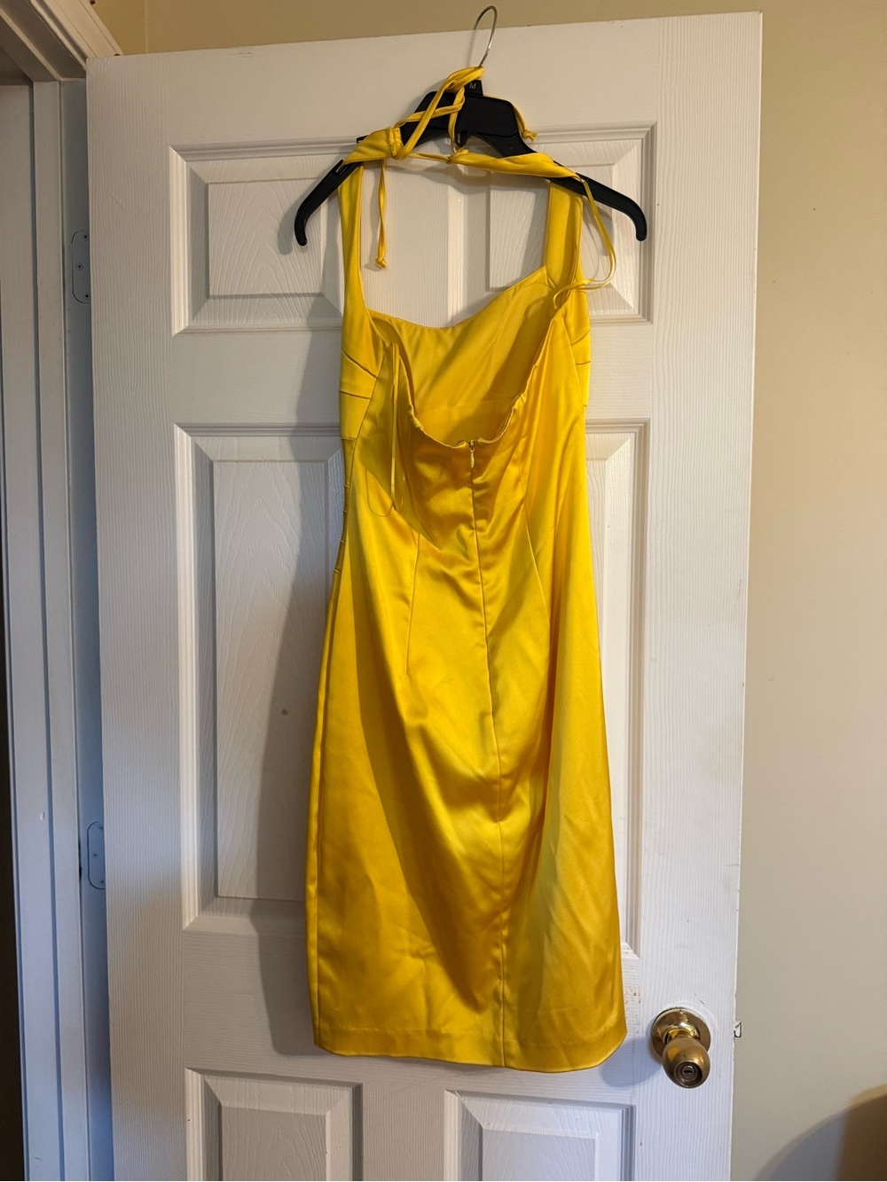 Cache Yellow Satin Halter Mini Dress
